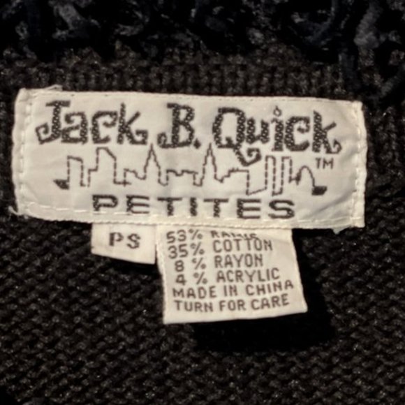 Jack B Quick Petite Christmas Black Cardigan Sweater PS Reindeer Jingle Bells - Picture 4 of 12